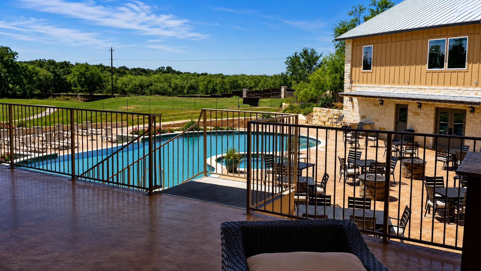 Pavilion and pool area suited to group gatherings